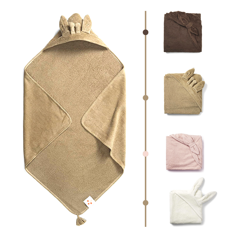 Hot sale custom100% organic cotton baby hooded towel blanket