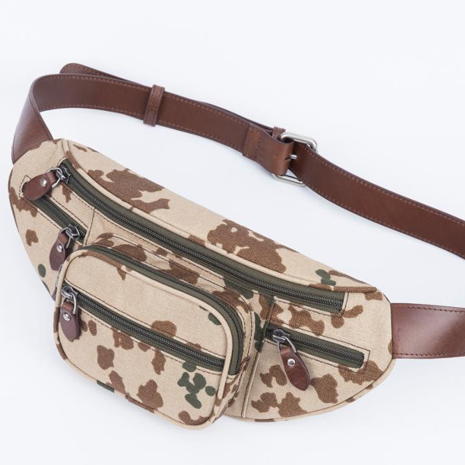 Own Brand Design Camouflage Military style men PU running Waist Belt bag fashion portable hiking shopping fanny bag for man 2020