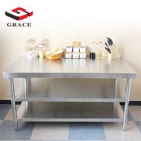 Grace Hotel Restaurant Customized Kitchen Equipment Strong Stainless Steel Working Table Three Layer Operating Table