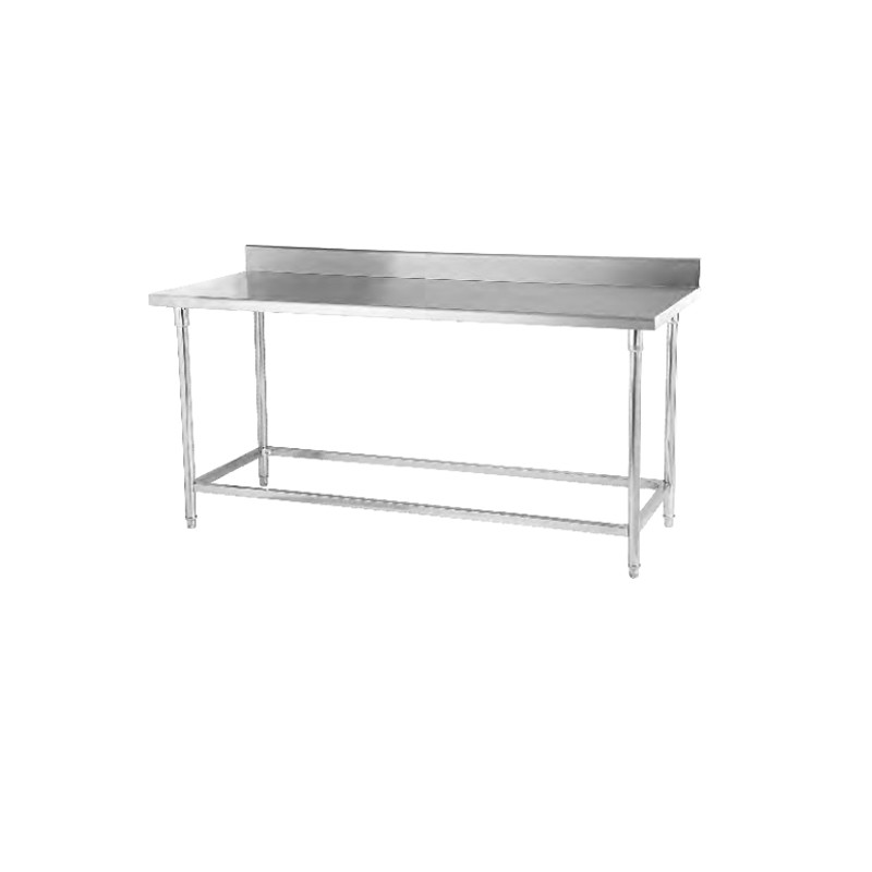 Commercial kitchen stainless steel one tierbacksplash work table without under shelf for kitchen