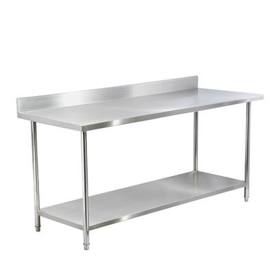 Commercial Restaurant Buffet Operation Table Durable Stainless Steel Working Table with Back