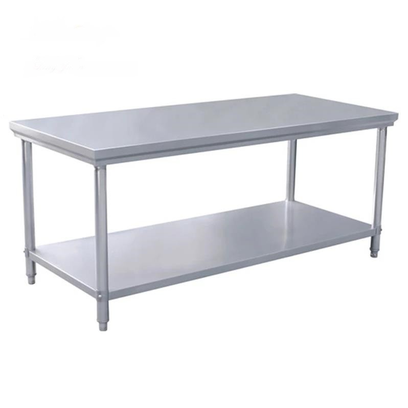 Commercial kitchen two layer stainless steel work table for kitchen engineering