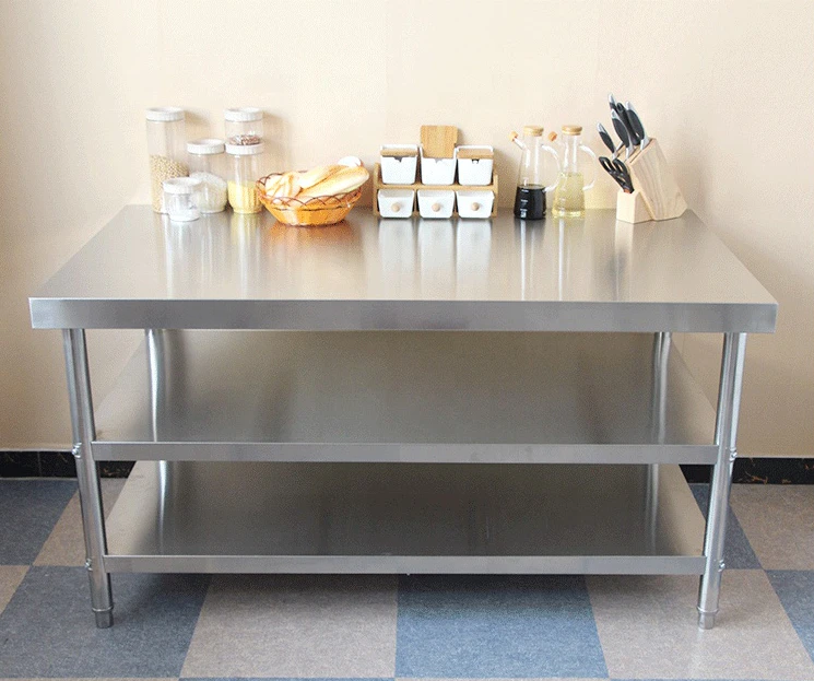 Kitchen Three-layer Stainless Steel Working Table Stainless Steel Storage Table Three Layer Operating Table