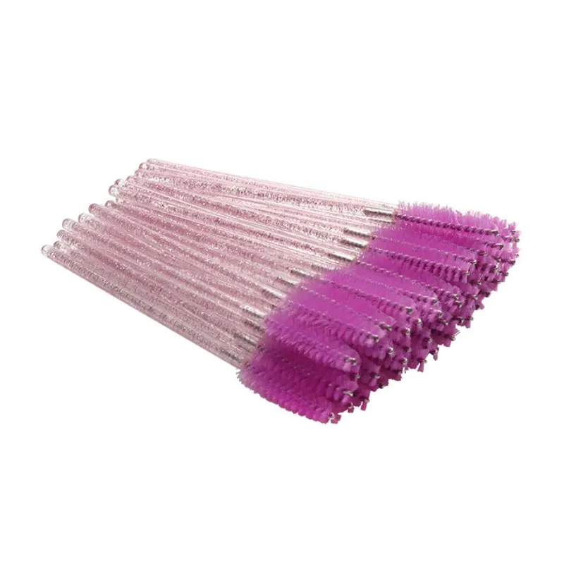 Low MOQ glitter plastic handle mascara cleaning disposable eyelash brush