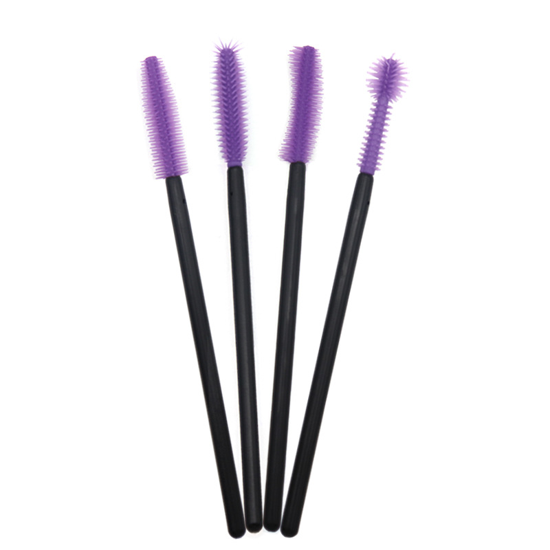 Vente chaude 10CM longueur violet couleur poignée en plastique maquillage silicone mascara brosse