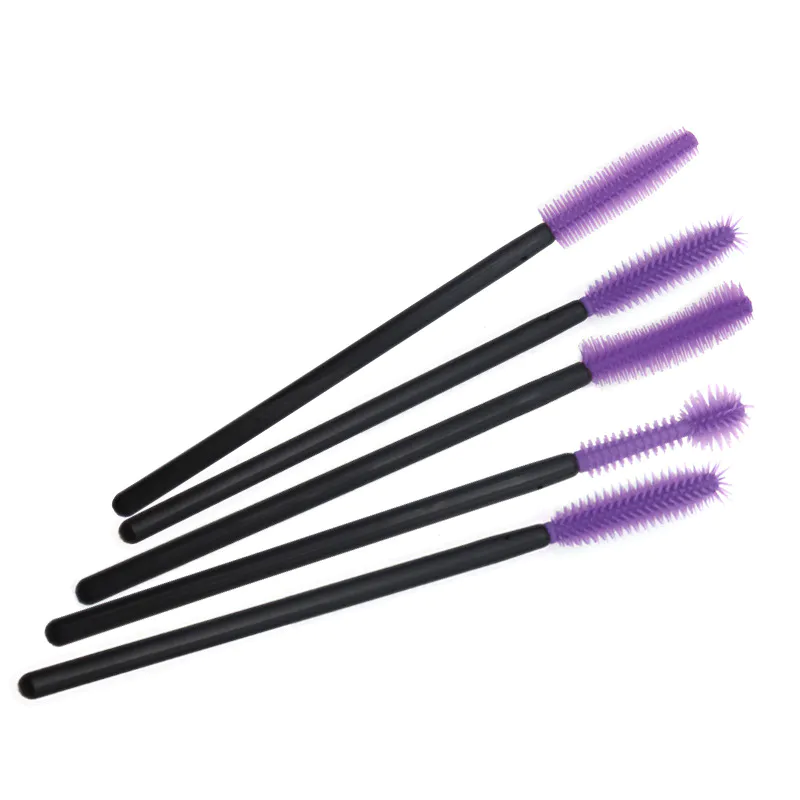 Лидер продаж, длина 10 см, фиолетовый цвет, пластиковая ручка для макияжа, силиконовая щетка для туши