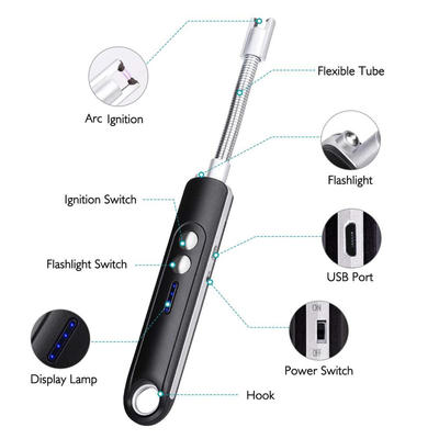 Flexible Arc Lighter USB Candle Plasma Lighter Rechargeable Windproof Lighter Long