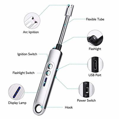 Homate Candle Lighter, USB Rechargeable Lighter with a Hook for Handy Storage, Multi-purpose Electronic Arc Lighter