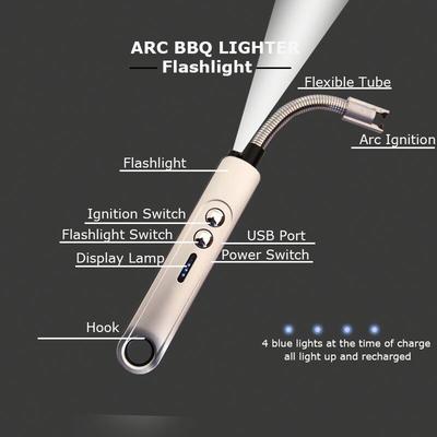 High quality usb bbq single arc lighter with battery indicator rechargeable usb lighter for candle,kitchen