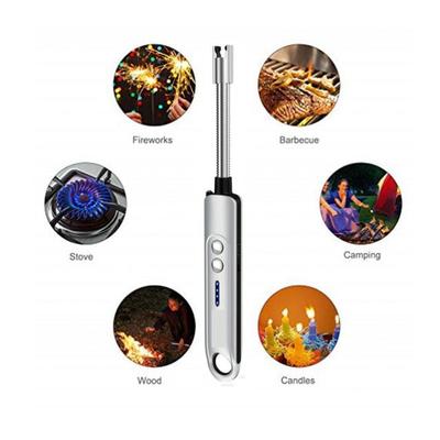 Factory Price Electric Flexible Neck Touch Switch Led Light Display Windproof Outdoor USB BBQ Lighter
