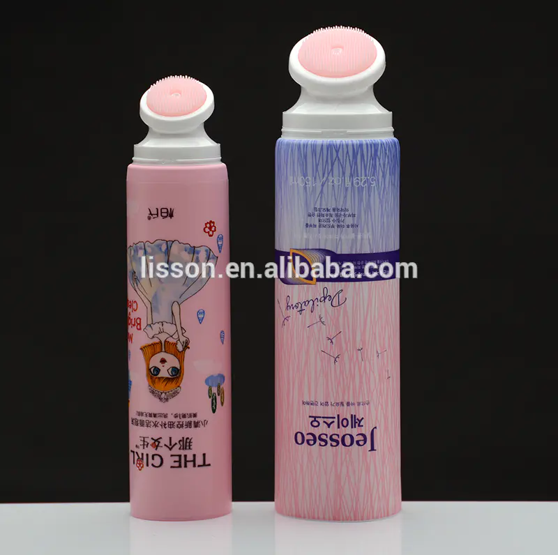 100ml face wash packaging tube with soft silicone brush head