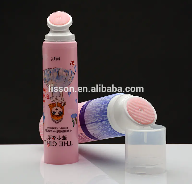 100ml face wash packaging tube with soft silicone brush head