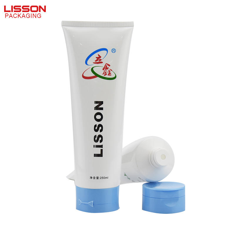 250ml empty cosmetic plastic packaging tubes for cream with flip top cap