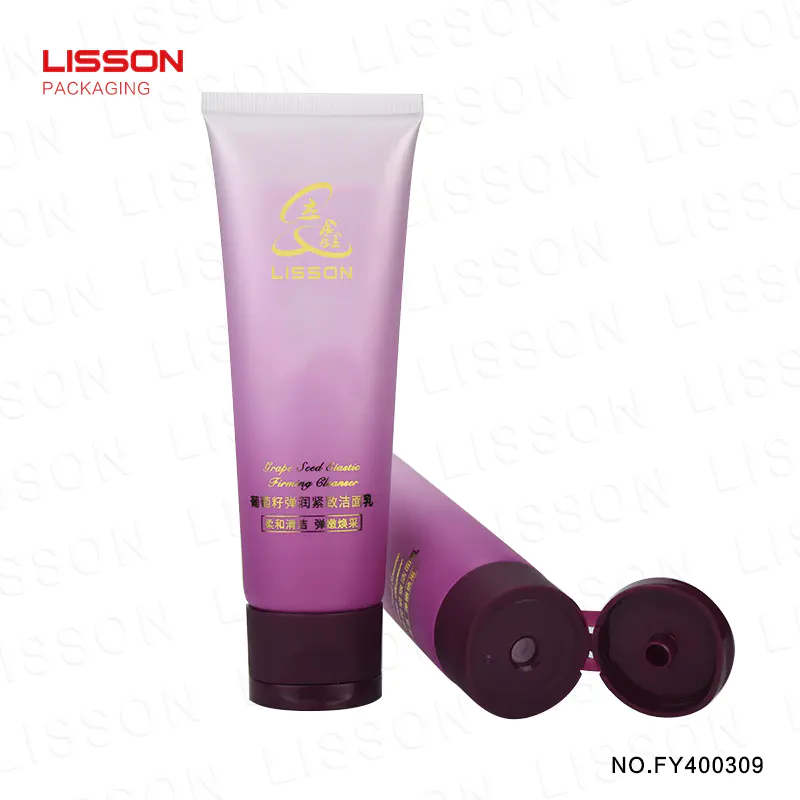 High quality empty flip top clear plastic soft tubes for cosmetic cream facial cleanser