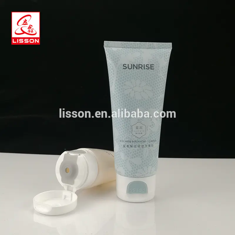Facial Cleanser Cosmetic Plastic Tube With Press Open Flip Top Cap