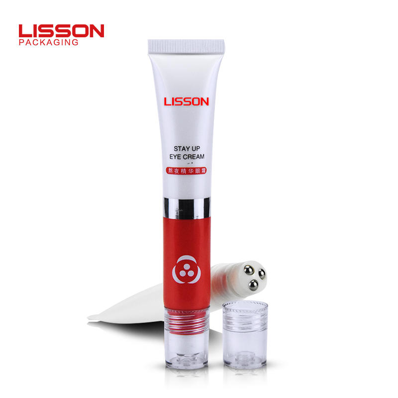50ml empty custom skincare eye care massage cream tube packaging with 2 roller balls applicator