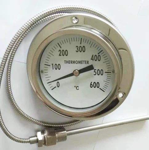 Waterproof oil Filled Pressure Type Thermometer Dial Gauge with Customized Probe and Cable