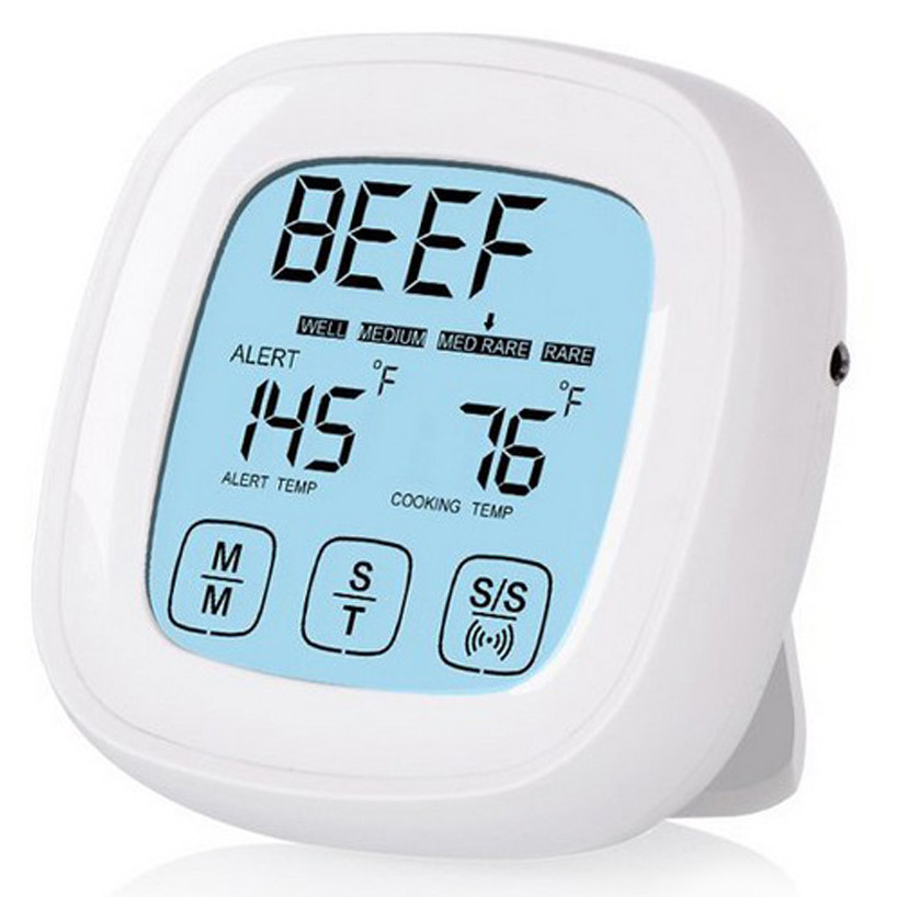 Touchscreen digital food thermometer with probe