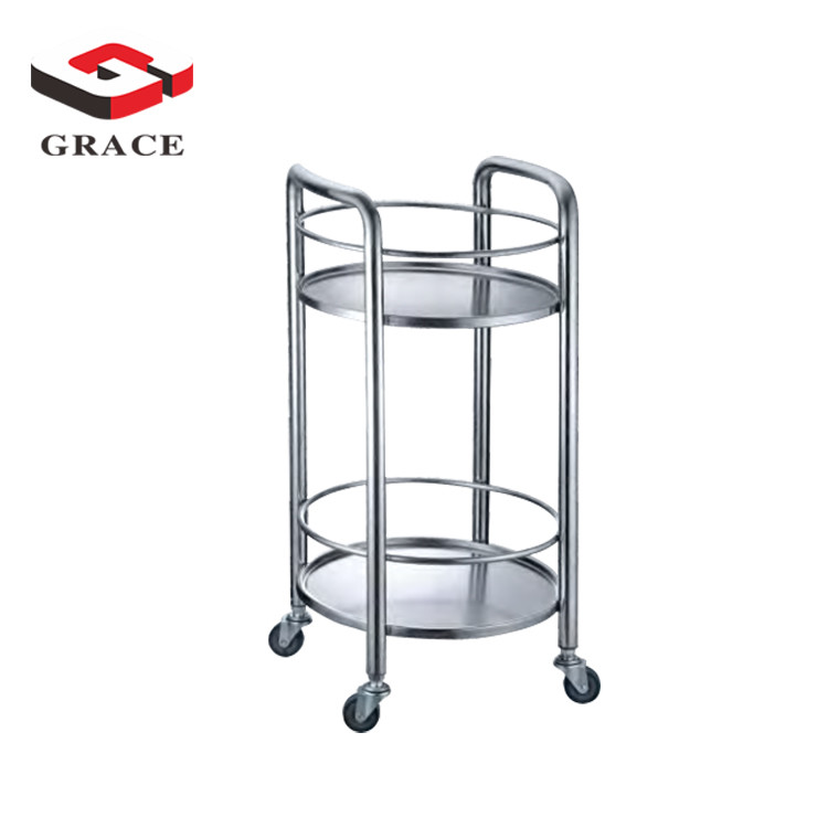 Round model stainless steel drinking cart with wheel