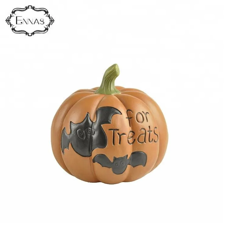 S/2 Pumpkin with Witch & Cat Pattern Resin Crafts