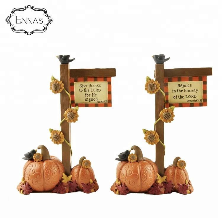 Funny Pumpkin and Flag Figurine Resin Crafts Decorations for Thanksgiving Gift