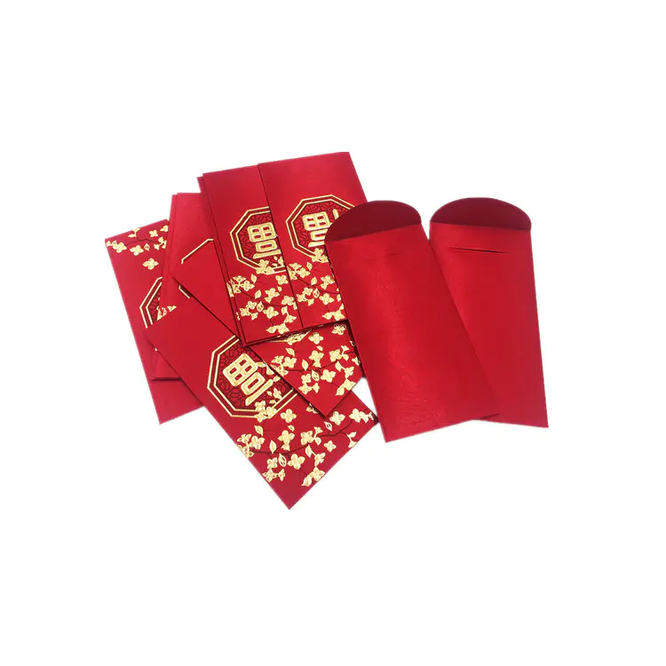 Chinese New Year Custom Design Gold Stamping Lucky Envelope Red Pocket For Promotion