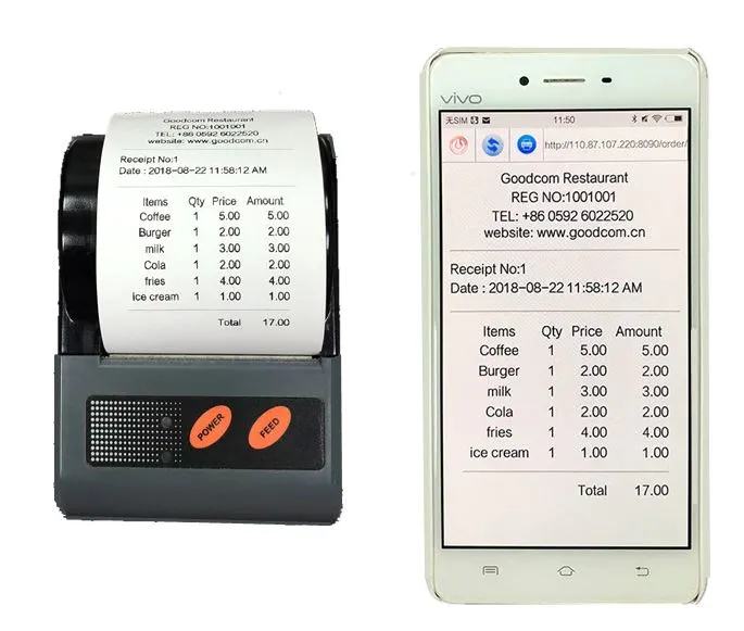 Small Receipt Portable Android Bluetooth Thermal Printer