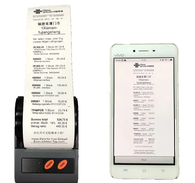 Thermal Ticket Mini Printer Bluetooth for Printing Logistics Label Stickers