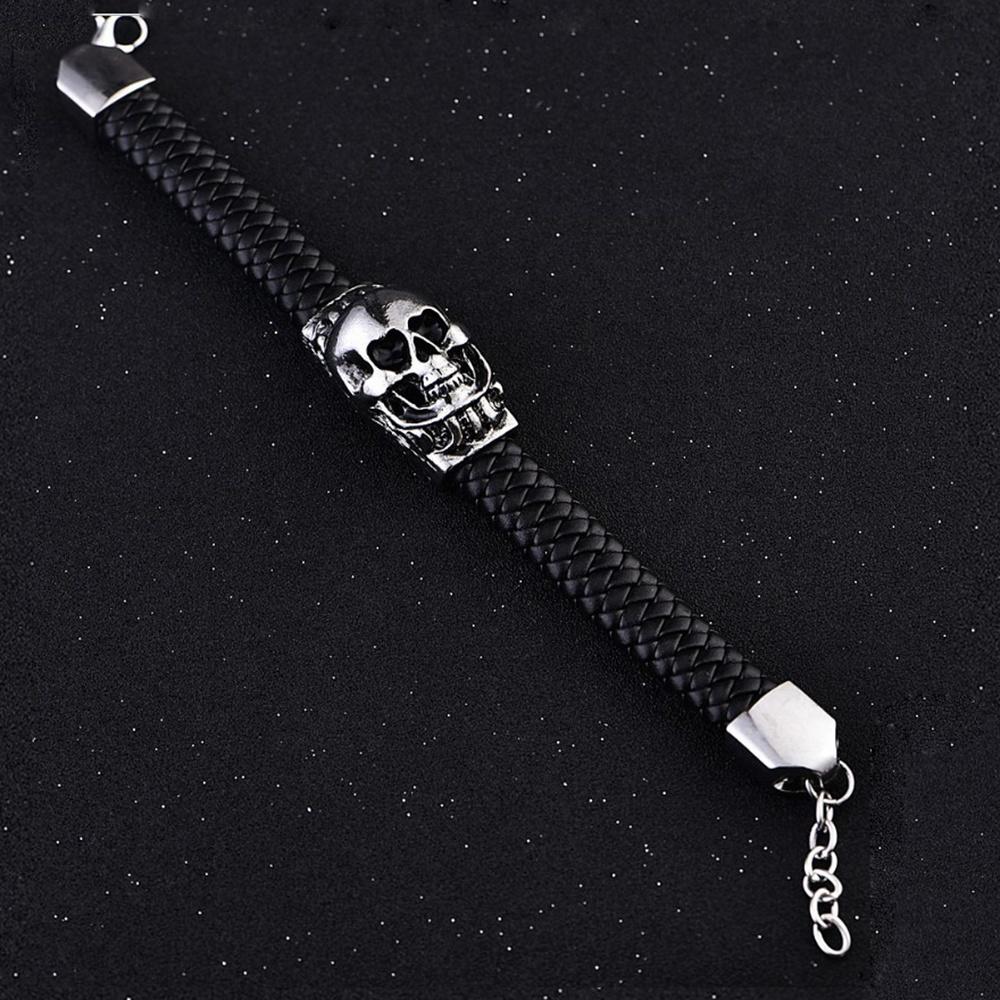product-Black Braided Leather Bracelet, Male 2020 Fashion Skull Jewelry-BEYALY-img-3