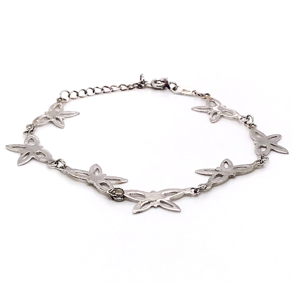Fashion Silver Cz Butterfly Charm Bracelet