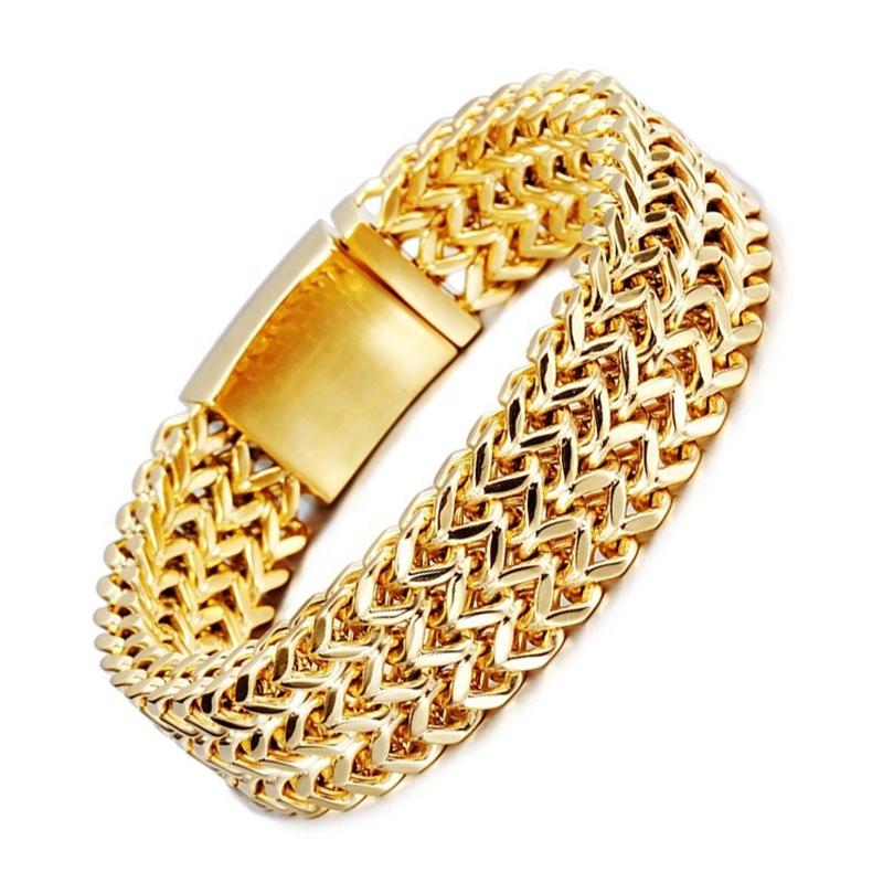 product-BEYALY-New Stainless Steel Braided Bracelet With 18K Gold Plating, Stainless Steel Jewelry F-2