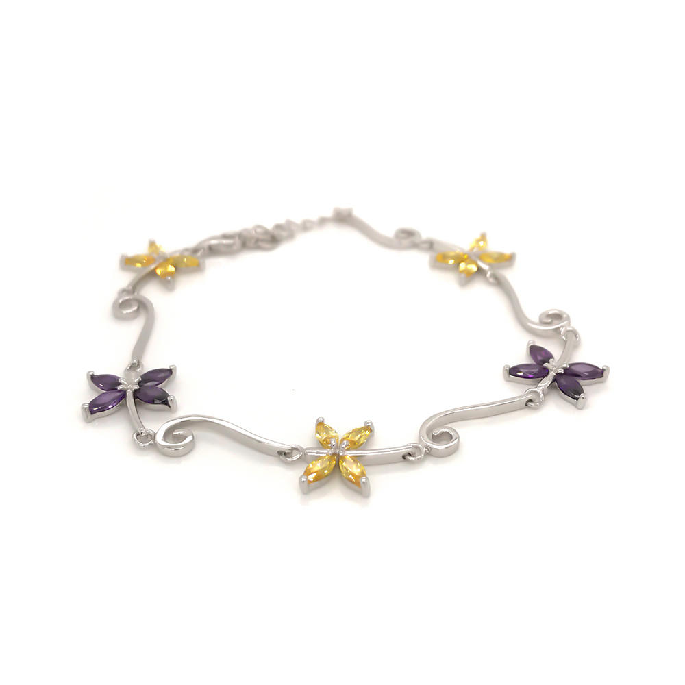 product-Yellow And Purple Zircon Two-Color Silver Butterfly Bracelet Women-BEYALY-img-3