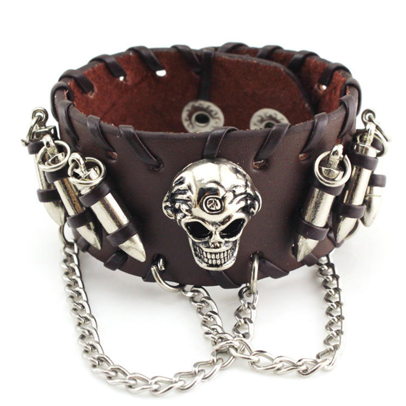Halloween Skull Bracelet, Personalized Rope Bullet Alloy Bracelet