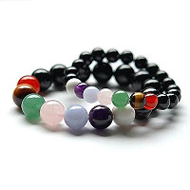 Black beads cheap mens chakra bracelets