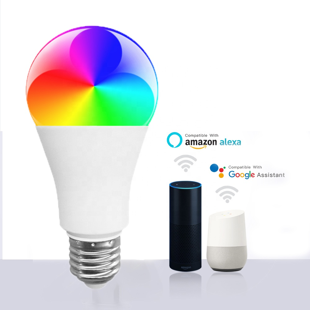 China Amazon supplier A60 LED WIFI bulb light super bright 2700-6500K adjustable RGB 9W 7W 12W 15W WiFi smart bulb lights