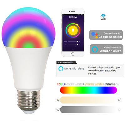 2020 9W Google Assistant Alexa RGB RGBW RGBCW Multicolor Wifi E27 E26 Smart Bulb Light Led