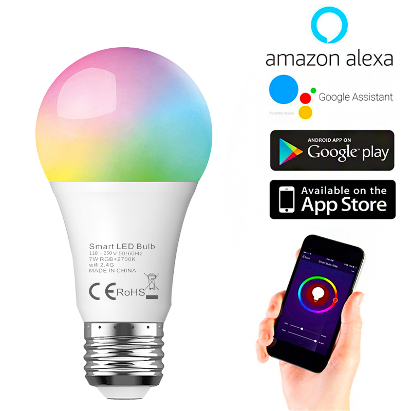 Google Home Alexa Tmall Genie Voice Smart Bulb Tuya APP Wireless Group Control Intelligent Lamp RGB 7W 9W Smart WIFI LED Bulb