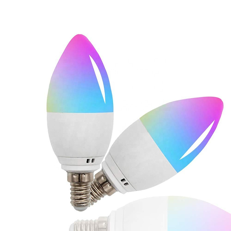 Google Home Alexa Tuya E14 WIFI LED Candle Blub Lights C37 RGB Dimmable Smart Bulbs Phone Control CCT Adjustable LED Light