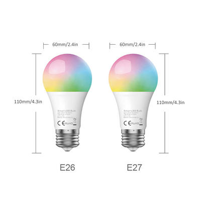 Factory lowest price E27 Multicolor Works with Alexa, Echo, Google Home and IFTTT Tuya LED WiFi Lamp Smart Bulb