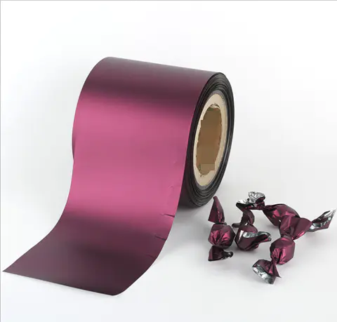 Metallized printed twist film for candy wrapping
