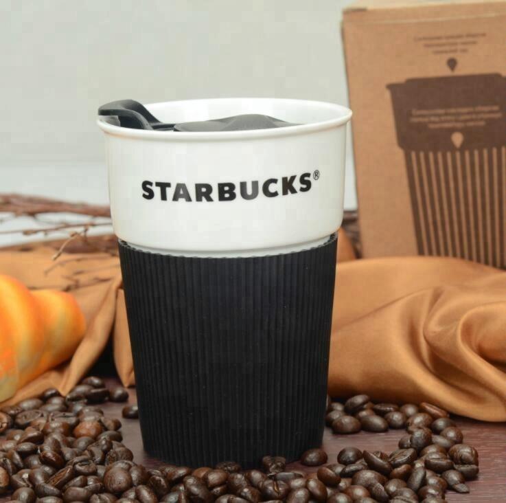 Custom logo Ceramic Travel Coffee Mug With Silicone Lid