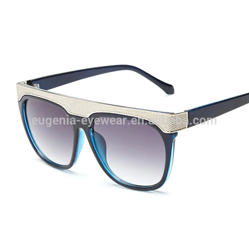 EUGENIA special design recycled plasticvintage flat top artframe lens sunglasses UV400