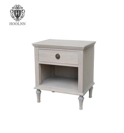 HL134 Antique French Style White Wooden Bedside Table Night Stand