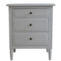 White Bedside Table-3 Drawer French style HL296