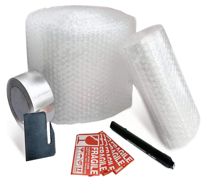 12 inch x 72 feet Bubble Cushioning Wrap Roll Perforated 20 Fragile Sticker Labels Boxes Supplies for Moving Shipping Packing