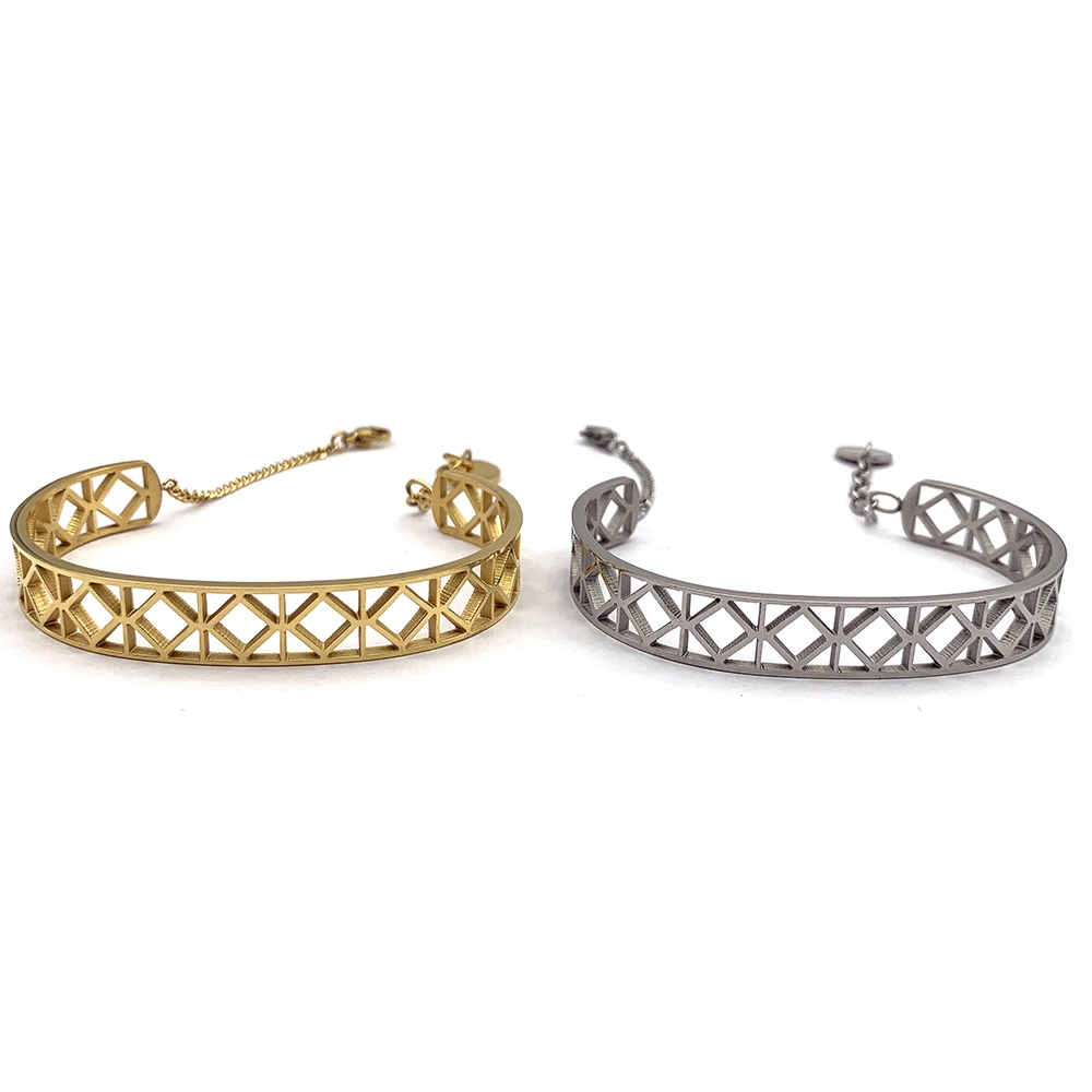 Friendship Half Design Hollow Cuff Gold Or Silver Color Chain Bracelets