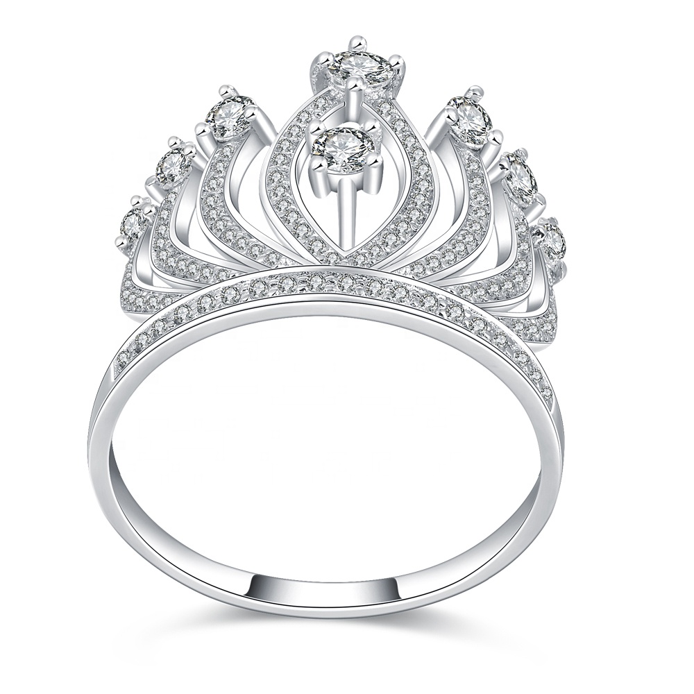 Queen's Cz Crown Wedding Band 925 Sterling Silver Ring