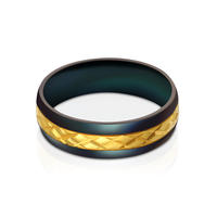Classic Design Black Stainless Steel Gold Band Rings