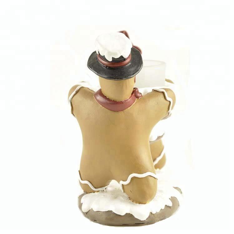 Cheap polyresin wholesale couple gingerbread candle holder home decor