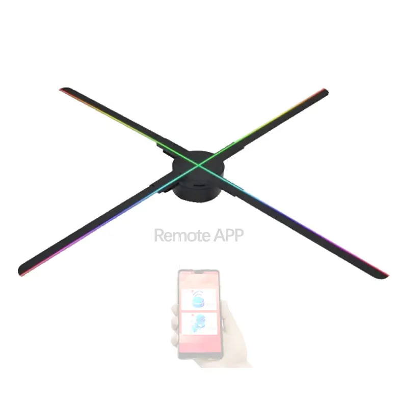 2020 wifi control 75cm led 3d holographic lamp advertising hologram display fan machine